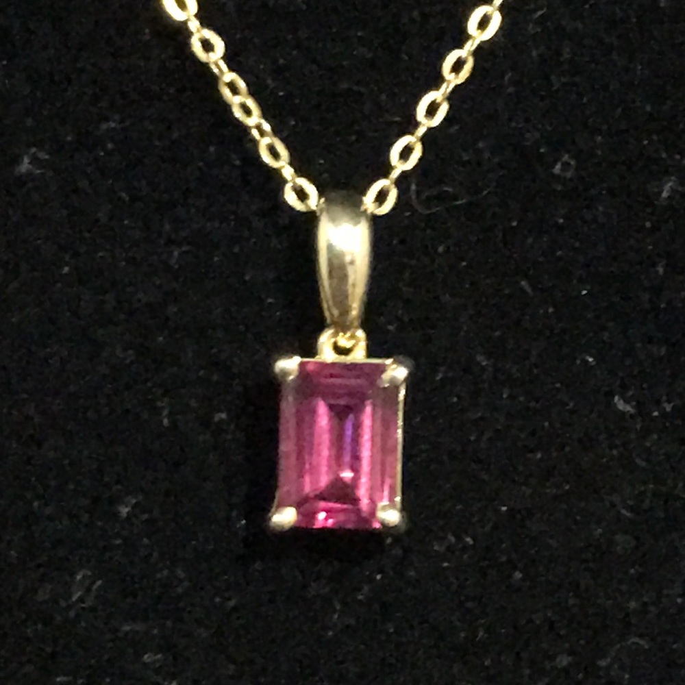 Necklace - YG Plated Sterling Silver - Pink Topaz